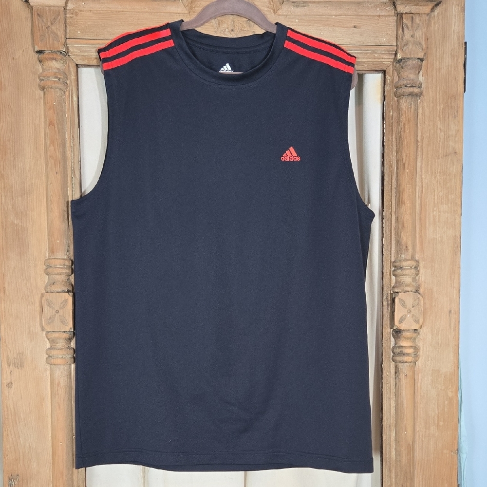 Adidas Black and Orange Tank Top Performance Shirt